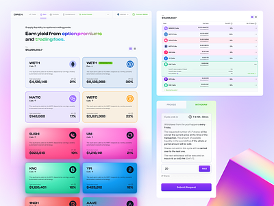 UX Design for the DeFi options trading platform Siren defi design trading ui ux