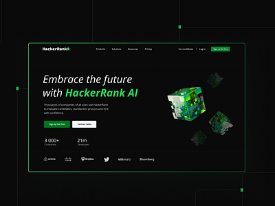 Hackerrank AI Launch ai animation branding design illustration midjourney ui ux vector webdesign