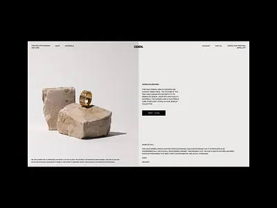 Oden. Jewellery Shopify Store Issue 121 beige branding e commerce ecommerce jewellery layout modern online store product page product photography responsive sans serif shopify ui ux uxui web webdesign