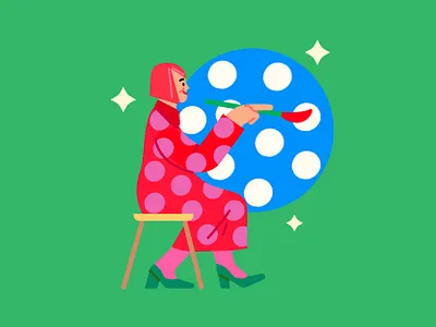 Yayoi Kusama app artwork avatar characters design illustration illustration web set illustration sticker styleframe vector vectorial woman womens day yayoi kusama