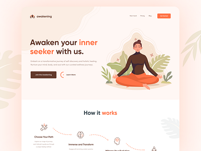 Mindful Landing Page - Hero Section branding clam commerce cool design illustration meditation mindful relax relaxation ui ux vector web