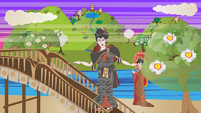 Iki attitude movie adobe illustrator adobe photoshop animation character design dancing giesha design geisha graphic design iki aesthetics illustration japanese atmosphere motion graphics