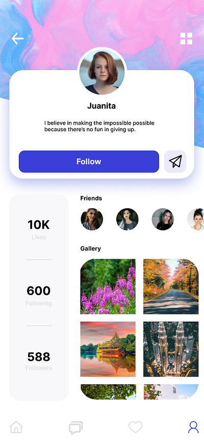 Daily UI Design Challenge | Day - 06 | User Profile App UI design graphic design typography ui ux