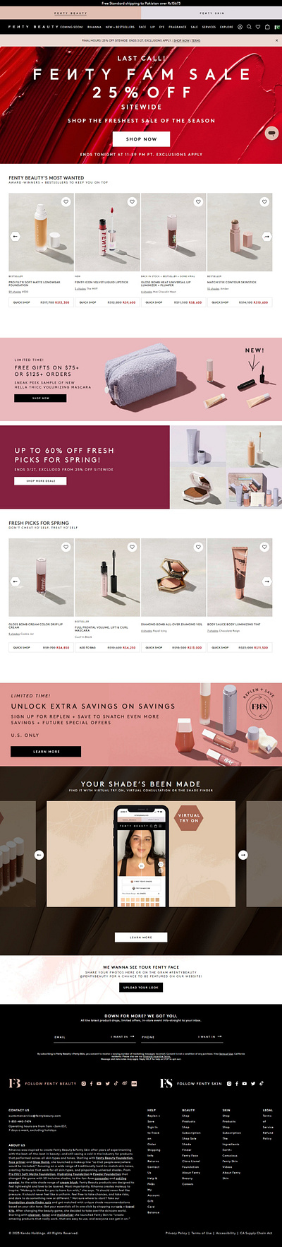 Project 1 Fenty Beauty shopify website design wordpress wordpress developer