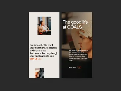 Goals Studio - mobile design beige bright design font composition football gaming studio grid layout people studio talents ui ux video game website