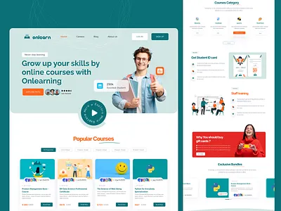Online Courses Landing page exploration animation branding design graphic design illustration landingpage logo ui ux vector