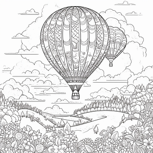 Hot Air Ballon coloring page for adult by Likhon Rahman on Dribbble