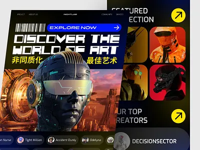 Nightlab: NFT landing Page Design ai ai genarator art blockchain cryptocurrency digital art ethereum marketplace metaverse nft nft landing page design nft web design nft website design ui ux web design web3.0 webflow webflow template website