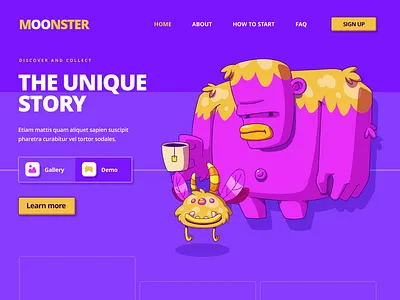 Moonster Landing Page animation clean flat landing page motion graphics ui