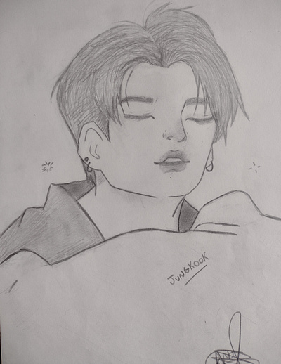 Portrait Jeon Jung-kook art artist bangtan bts drawing illustration k pop korean kpop portrait singer traditionalart traditionaldrawing