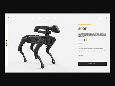 SPOT website page concept boston dynamics design graphic design minimalism ui web design