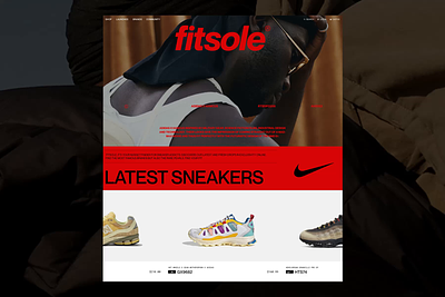 Fitsole, Ecommerce layout exploration community design ecommerce homepage layout news products red shoes sneaker ui website