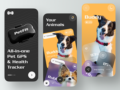 Concept of a pet GPS & health tracker app app concept design dog tracker gps tracker health tracker ios minimal mobile pet tracker ui ux