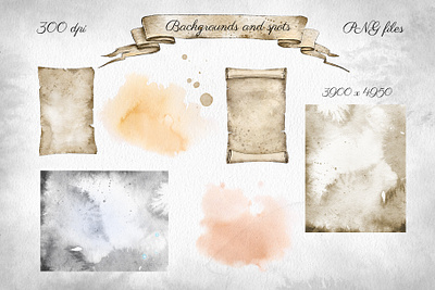 Watercolor backgrounds ancient parchment background clipart design drawing illustration magic old paper painting poster splashes spots transparent watercolor