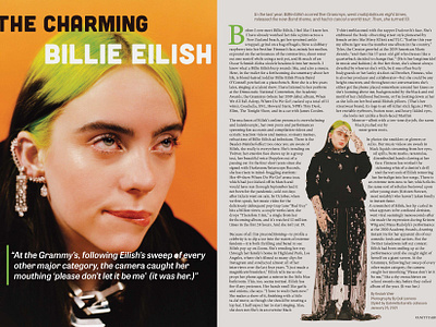 Billie Eilish Spread design graphic design indesign layout magazine spread typography