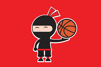 Happy Ninja with basket ball in Hand. animation branding design graphic design illustration logo typography ui ux vector