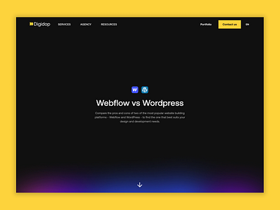 Digidop | The Perfect Hero Header design devlopment header hero header hero section logo scroll ui ux design webflow webflow vs wordpress wordpress