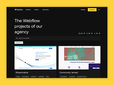 Digidop | Portfolio Inspiration ✨ agence webflow agency case study devlopment filter portfolio tag ui ux webdesign webflow webflow agency webflow project webflow website