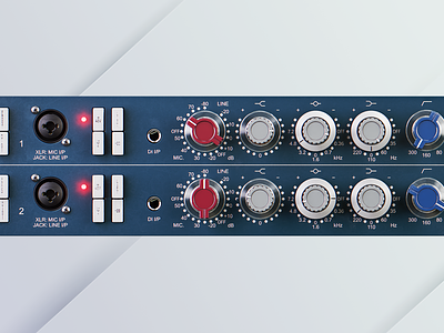 Neve 1073 DPX Dual Preamp & EQ 1073 3d 3d design 3d designer 3d gui designer 3d hardware 3d model 3d product 3d rendring blender 3d hardware design hardware effect neve product design product rendering render