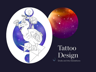 Dodo and the Dandelion art custom design graphic design illustration tattoo tattoo design