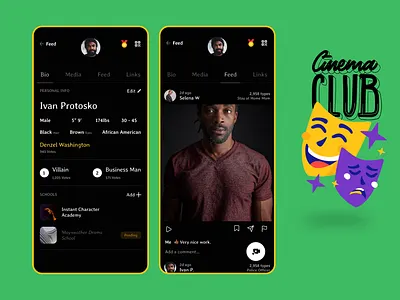 CastTypes - profile page app audition black casttypes cinema club dark design film mobile movie profile ui ux