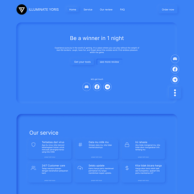 Be a winner in 1 night blue brand branding design game neumorphism ui ux web web design website