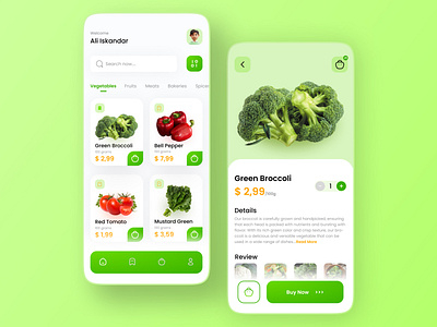 Groceries - Grocery App app design grocery mob mobile app ui vegetable