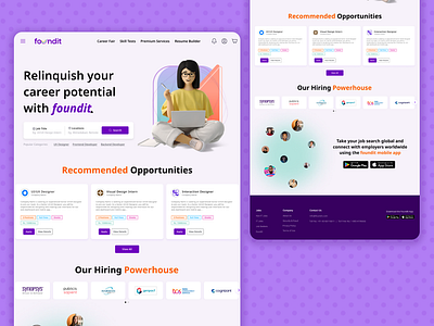 FoundIt Website Homepage Redesign 3d branding career design jobboard redesign ui website