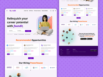 FoundIt Website Homepage Redesign 3d branding career design jobboard redesign ui website