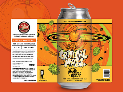 Critical Mass. IPA Beer Label Design beer beer can design beer label beer label design beer packaging brewery can design colorful hand lettering illustration ipa ipa beer lettering logotype nuclear orange packaging supernova type typography