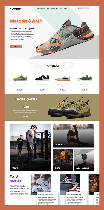 #DailyUI #003 design landing page shoes shopping ui webdesign