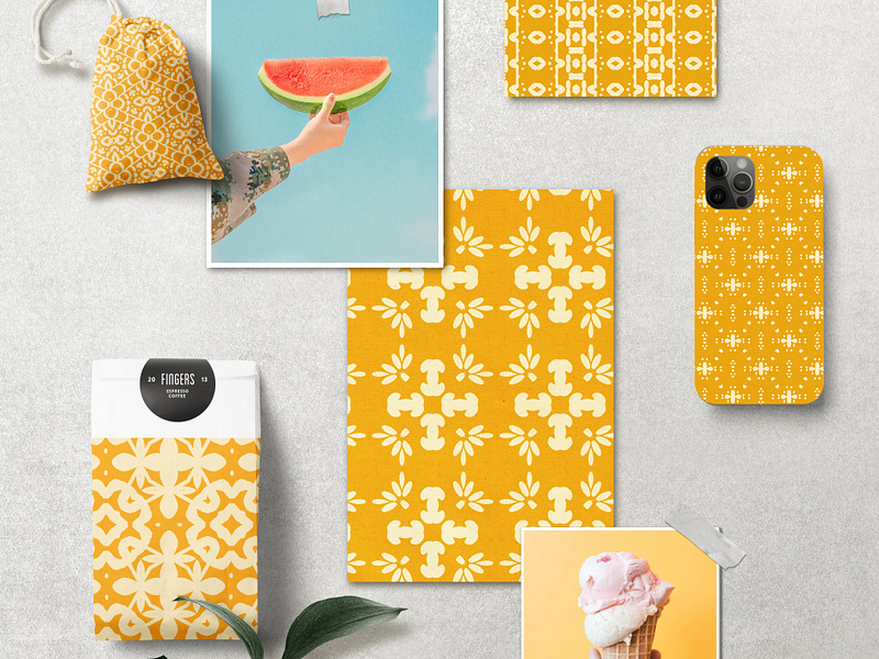 Summer Sun | Seamless Patterns branding design digital assets digital papers geometric pattern graphic design identity pattern patterns seamless pattern stationery design surface design surface pattern surface pattern design