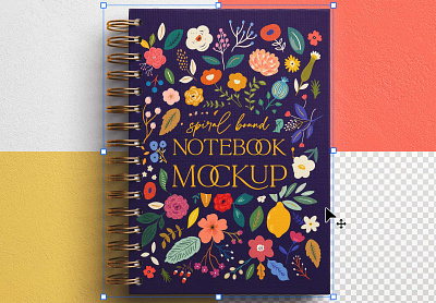 Spiral Bound Notebook Mockup Front Cover branding bullet journal design graphic design illustration isolated object logo mockup note book planner ring book