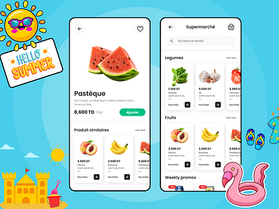 Semsem - supermarket app blue delivery design figma fruits summer sun supermarket ui ux