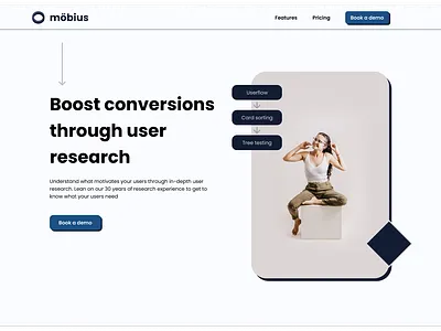 Möbius Research Group | Daily UI 003 daily ui dailyui landing page minimal mobius neubrutalist research ui ux web design webpage