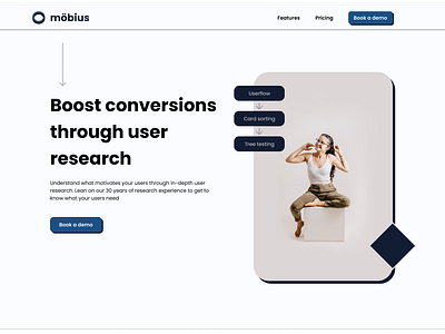 Möbius Research Group | Daily UI 003 daily ui dailyui landing page minimal mobius neubrutalist research ui ux web design webpage