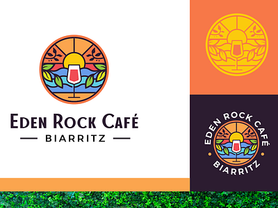 beach cafe logo bar brand branding cafe color design illustration logo logotype mark sun sunset symbol vibrant