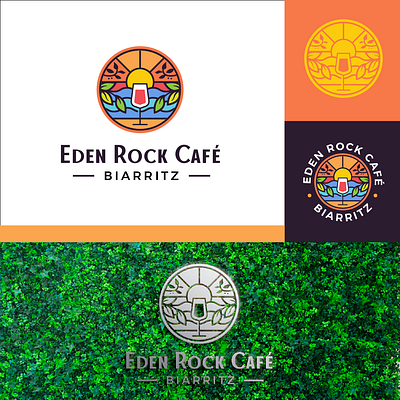 beach cafe logo bar brand branding cafe color design illustration logo logotype mark sun sunset symbol vibrant