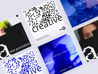 artist-promo black blue branding clean minimal pixels simple ui white