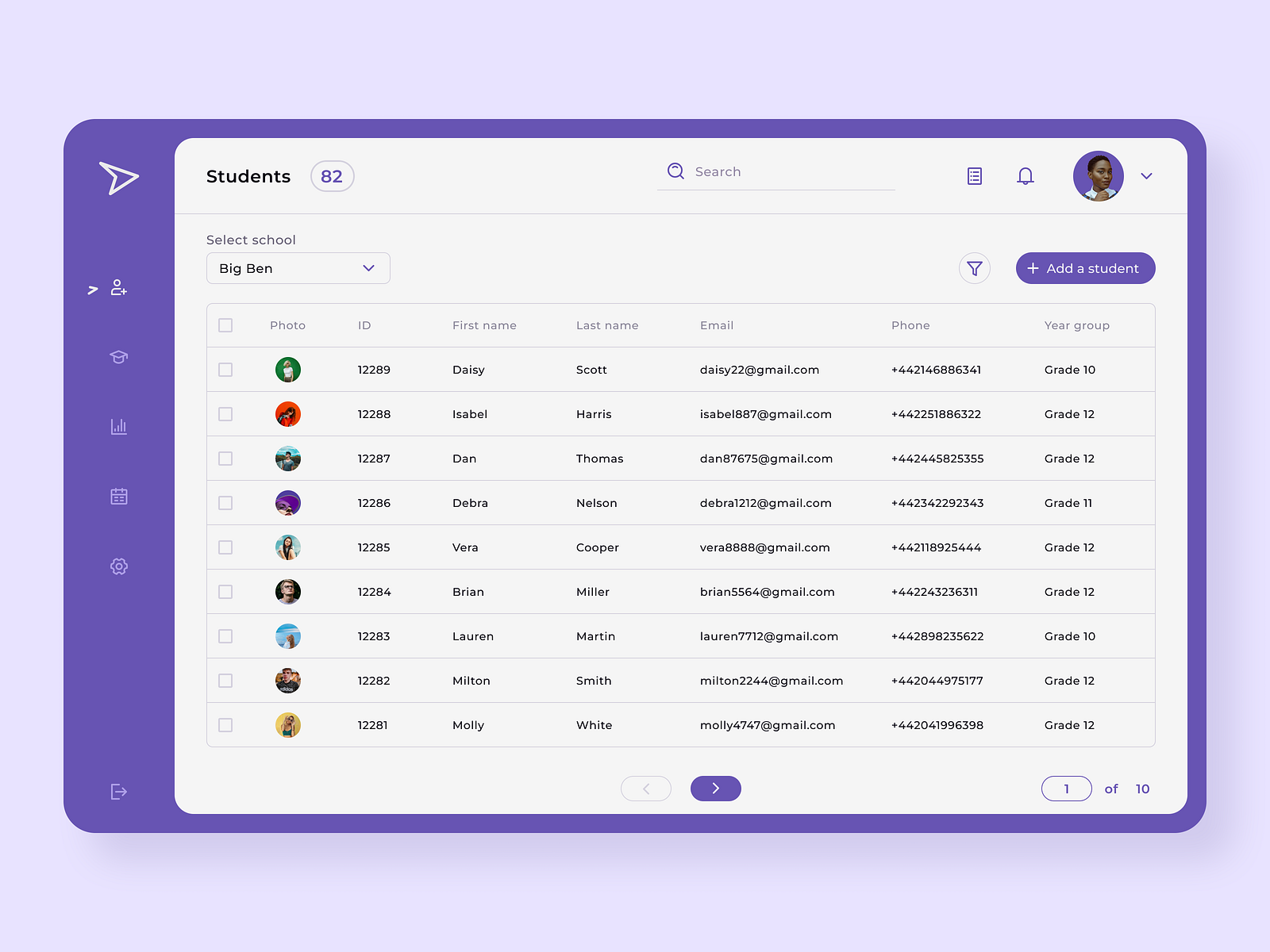 Students' list in class (Online School App) by Anastasia on Dribbble