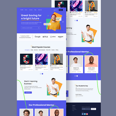 E-Learning Website Design branding courses wesbite design design agency education education website elearning figma designer home page inspiration landing page learning website motivation ui ux web design web designer website website design website development