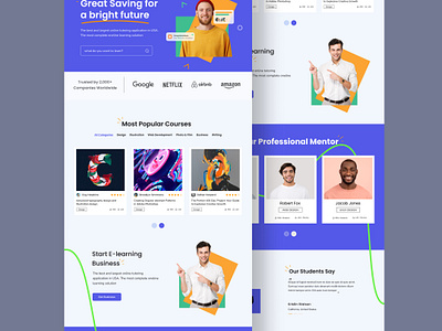 E-Learning Website Design branding courses wesbite design design agency education education website elearning figma designer home page inspiration landing page learning website motivation ui ux web design web designer website website design website development