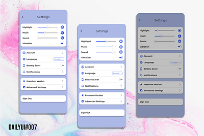 DailyUI - Settings 007 challenge da dailyui design mobile settings ui