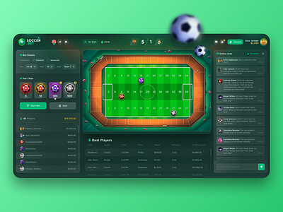 Soccer: Sports Сasino bet betting casino chips desktop football football field gambling game game interface graphic design illustration logo nft soccer sports top ui ux web design