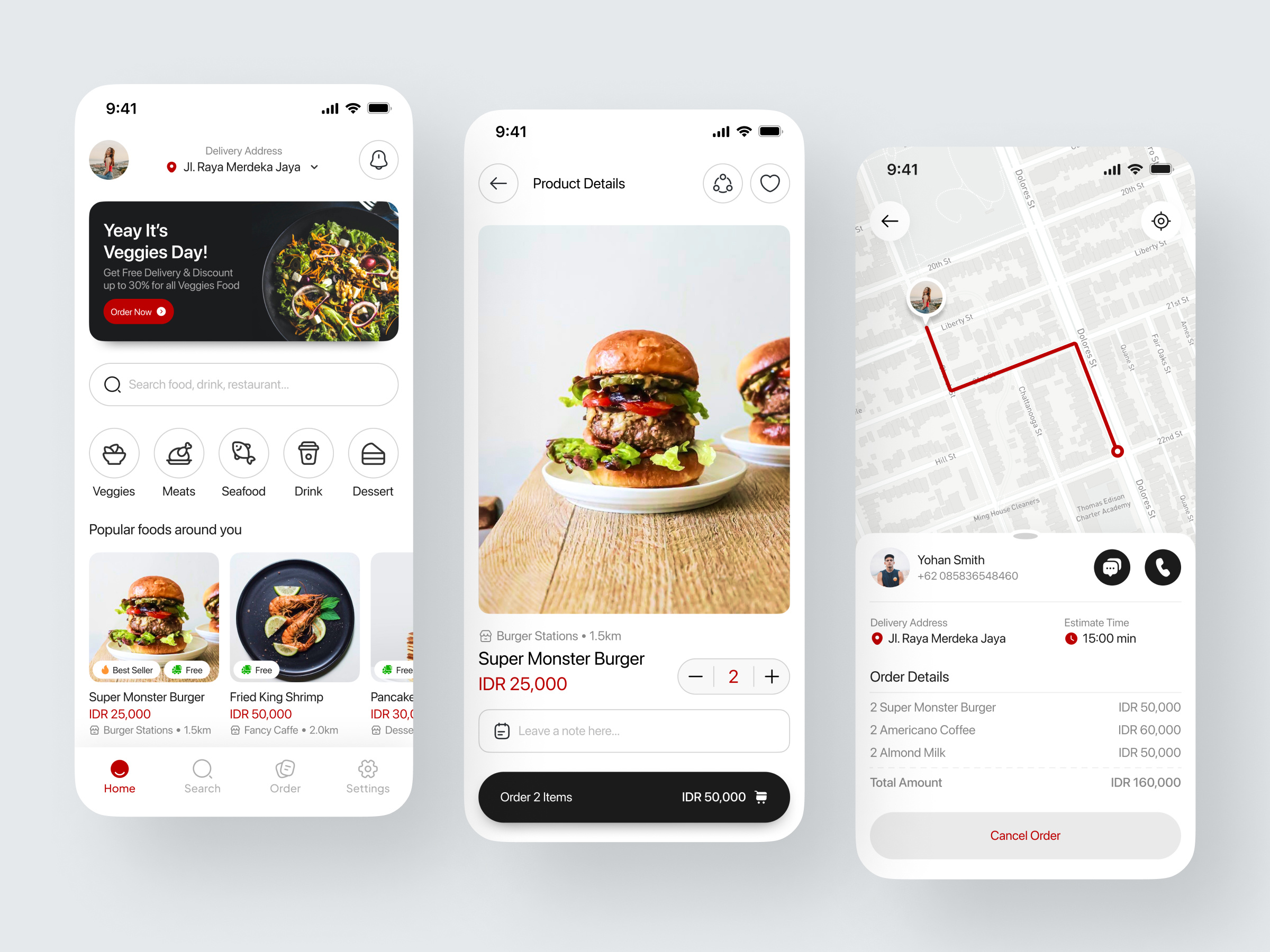 Foodtion - Food Delivery Mobile App app burger clean courier delivery delivery app delivery service design food food delivery food order mobile order delivery order food promo service shipping simple uiux ux