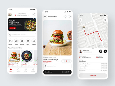 Foodtion - Food Delivery Mobile App app burger clean courier delivery delivery app delivery service design food food delivery food order mobile order delivery order food promo service shipping simple uiux ux