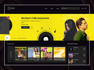 ICCI - Music album artist design home page landing page minimal modern music music app music player music web playlist podcast singer song spotify streaming ui ux web design