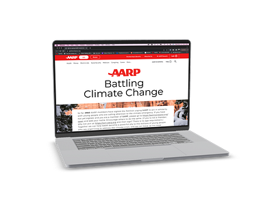 AARP Combating climate change webpage design app branding design illustration