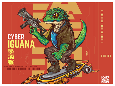 WARRIOR IGUANA graphic design illustration vector