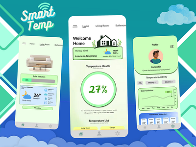 UI Design: Smart Temp Mobile App 2023 3d branding graphic design green simpledesign smarttemp ui